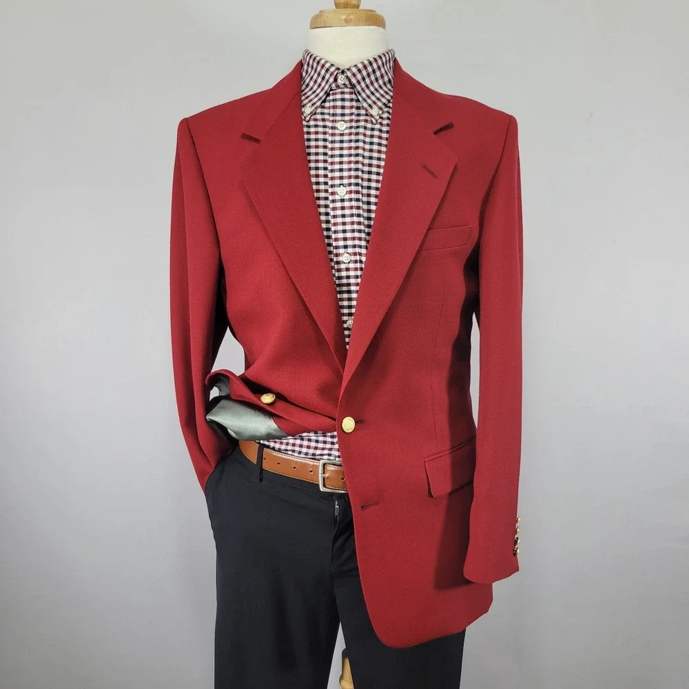 D.S.STUART Men's Sport Coat Blazer Two‎ Button Red Polyester Wool Size 40L NEW